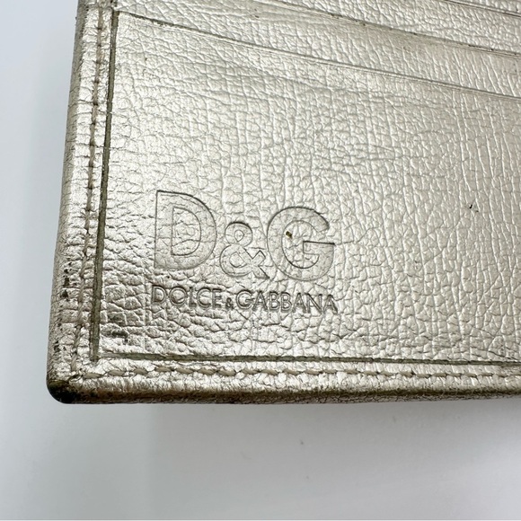 D&G Dolce Gabbana Metallic Gold Bifold Leather Wallet - Picture 11 of 16
